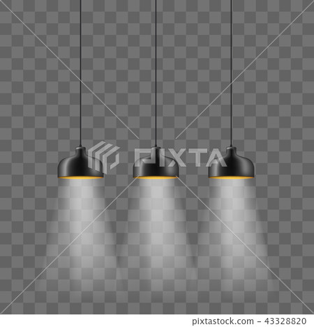 Modern black metallic lamp-shade electric illumination set. Loft ceiling lights isolated on the Modern black metallic lamp-shade electric illumination set. Loft ceiling lights isolated on the 43328820