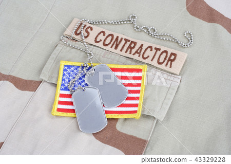 US CONTRACTOR branch tape with dog tags US CONTRACTOR branch tape with dog tags 43329228