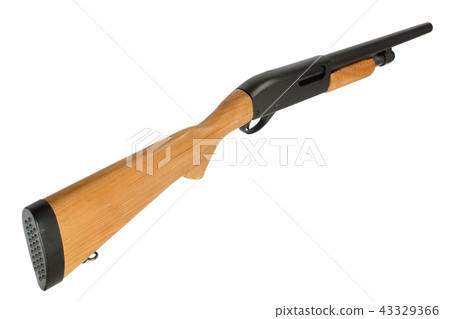 pump action shotgun with a wooden butt pump action shotgun with a wooden butt 43329366
