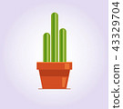 Decorative cactus with prickles on the white background. Home plant in pot. Flat style icon 43329704