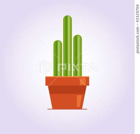 Decorative cactus with prickles on the white background. Home plant in pot. Flat style icon Decorative cactus with prickles on the white background. Home plant in pot. Flat style icon 43329704