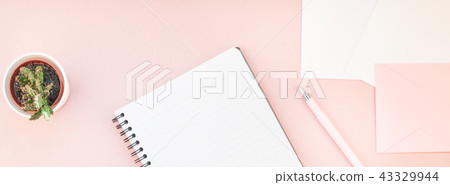 Top view of office workspace desk Top view of office workspace desk 43329944