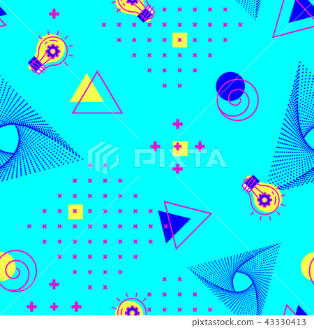 Geometric seamless turquoise pattern, Abstract geometric shapes, Memphis style for fashion. Textile Geometric seamless turquoise pattern, Abstract geometric shapes, Memphis style for fashion. Textile 43330413