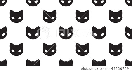 Cat seamless pattern vector kitten paw cartoon 43330729
