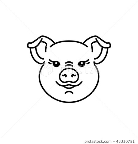 Pig icon, head piggy. Thin line art design. Vector outline illustration 43330781