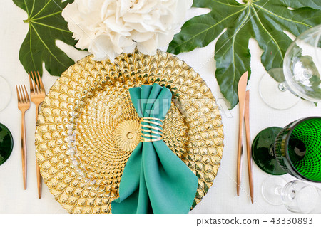 Beautiful banquet hall under a tent for a wedding reception. Interior of a wedding tent decoration 43330893