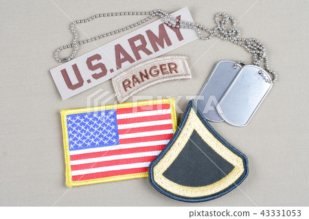 US ARMY Private First Class rank patch, ranger tab US ARMY Private First Class rank patch, ranger tab 43331053