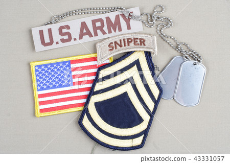 US ARMY Sergeant First Class rank patch sniper tab US ARMY Sergeant First Class rank patch sniper tab 43331057