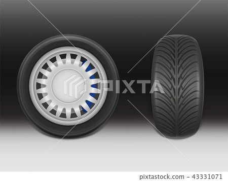 Vector 3d realistic black tire with tread 43331071