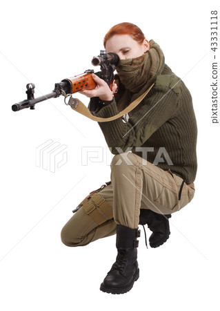 girl sniper with SVD sniper rifle girl sniper with SVD sniper rifle 43331118