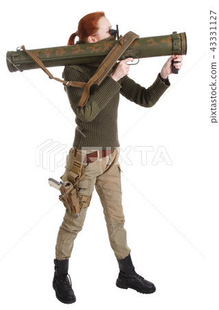 girl mercenary with RPG rocket launcher 43331127