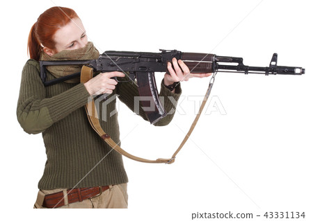 girl mercenary with ak-47 rifle girl mercenary with ak-47 rifle 43331134