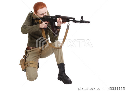 girl mercenary with ak-47 rifle girl mercenary with ak-47 rifle 43331135