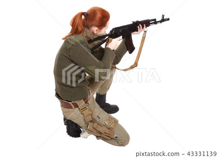 girl mercenary with ak-47 rifle girl mercenary with ak-47 rifle 43331139