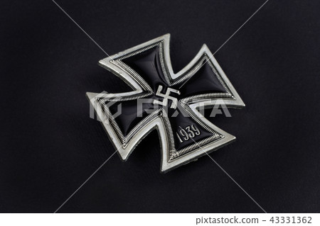 nazi german award - Iron Cross on black background nazi german award - Iron Cross on black background 43331362