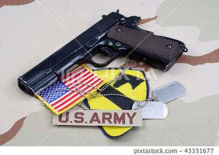 US ARMY 1st Cavalry Division patch with dog tags US ARMY 1st Cavalry Division patch with dog tags 43331677