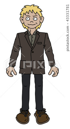 The funny blonde man in a brown jacket The funny blonde man in a brown jacket 43331781