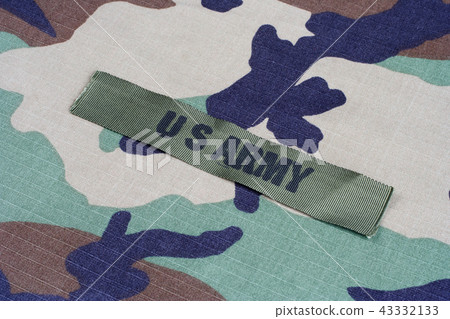 US ARMY branch tape on woodland camouflage uniform US ARMY branch tape on woodland camouflage uniform 43332133
