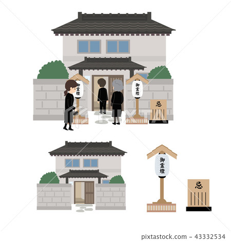 Funeral Home Funeral Family Funeral Illustration Set 43332534