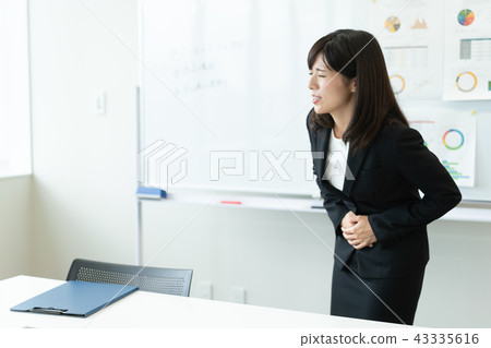 Stomachache painful business woman Stomachache painful business woman 43335616