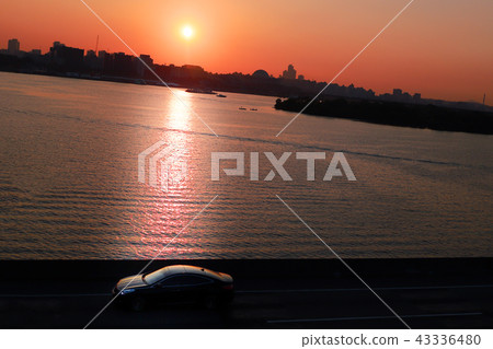 Han River sunset and cars Han River sunset and cars 43336480