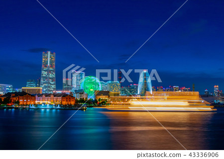 Night view of Minato Mirai seen from the large pier Night view of Minato Mirai seen from the large pier 43336906