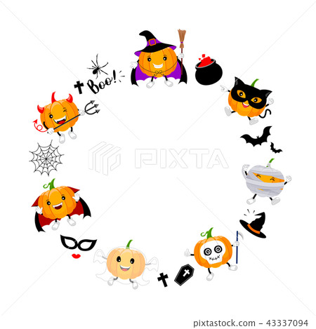 Halloween elements in circle shape Halloween elements in circle shape 43337094