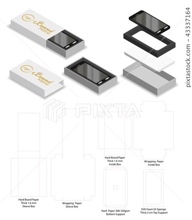 smartphone rigid slide sleeve box mockup dieline 43337164