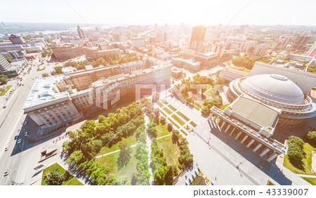 Aerial city view with roads, houses and buildings. 43339007