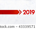 2019 new year background.Red text with texture. 43339571