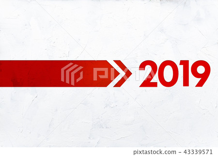 2019 new year background.Red text with texture. 43339571