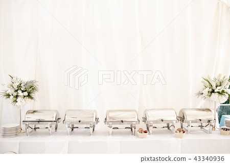 Many buffet trays ready for service. Breakfast at the hotel or buffet at the Banquet 43340936