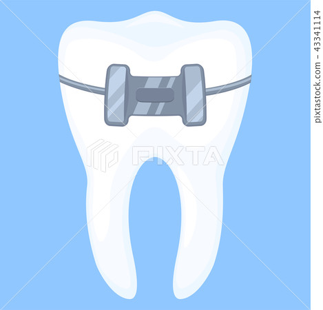 Colorful cartoon healthy tooth in brace 43341114