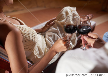 Couple drinking red wine Couple drinking red wine 43343855