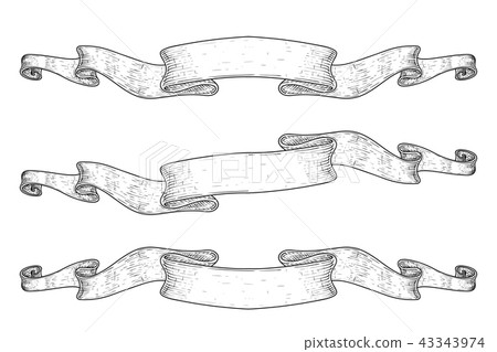Ribbon Scrolls Outline Icons Of Ribbon Stock Illustration