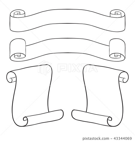 Ribbon banner and scroll. Hand drawn sketch Ribbon banner and scroll. Hand drawn sketch 43344069