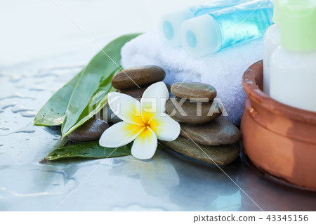 Spa or wellness setting with cream tubes Spa or wellness setting with cream tubes 43345156