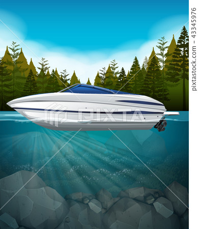 A speedboat in the lake 43345976