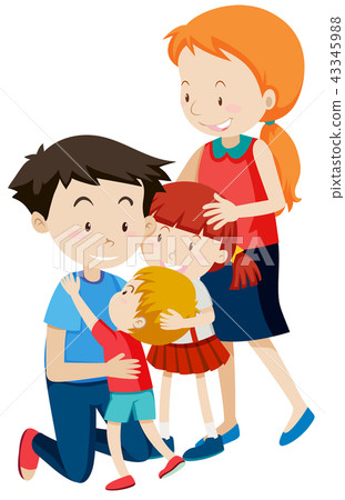 Parent and children on white background Parent and children on white background 43345988