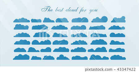 Set of the best cloud isolated on blue background 43347422