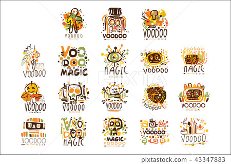 Voodoo African and American magic set for label design. Spiritual, magical, cultural vector 43347883
