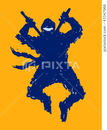 Ninja with swords preparing to attack. Vector Ninja with swords preparing to attack. Vector 43347966