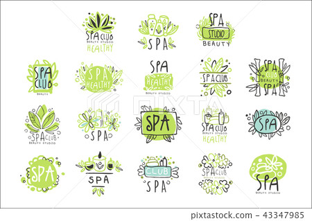 SPA healthy beauty studio set for label design.... - Stock Illustration  [43347985] - PIXTA