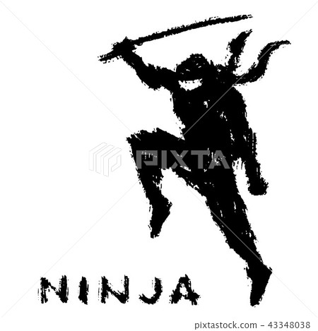 Ninja with sword preparing to attack. Vector Ninja with sword preparing to attack. Vector 43348038