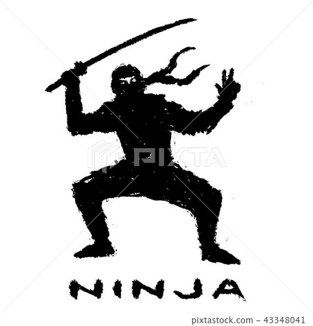 Ninja with sword preparing to attack. Vector Ninja with sword preparing to attack. Vector 43348041