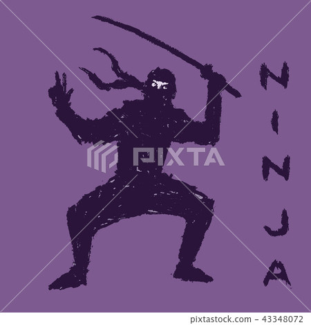 Ninja with sword. Vector illustration. Ninja with sword. Vector illustration. 43348072