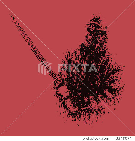Ninja with sword preparing to attack. Vector Ninja with sword preparing to attack. Vector 43348074