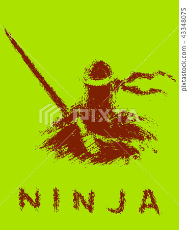 Ninja with sword preparing to attack. Vector Ninja with sword preparing to attack. Vector 43348075