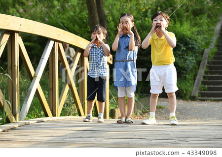 Three children on the bridge Three children on the bridge 43349098