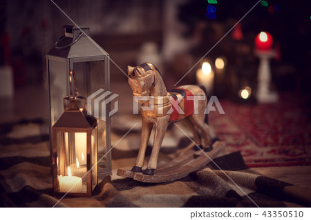 Toy horse and glowing lanterns 43350510